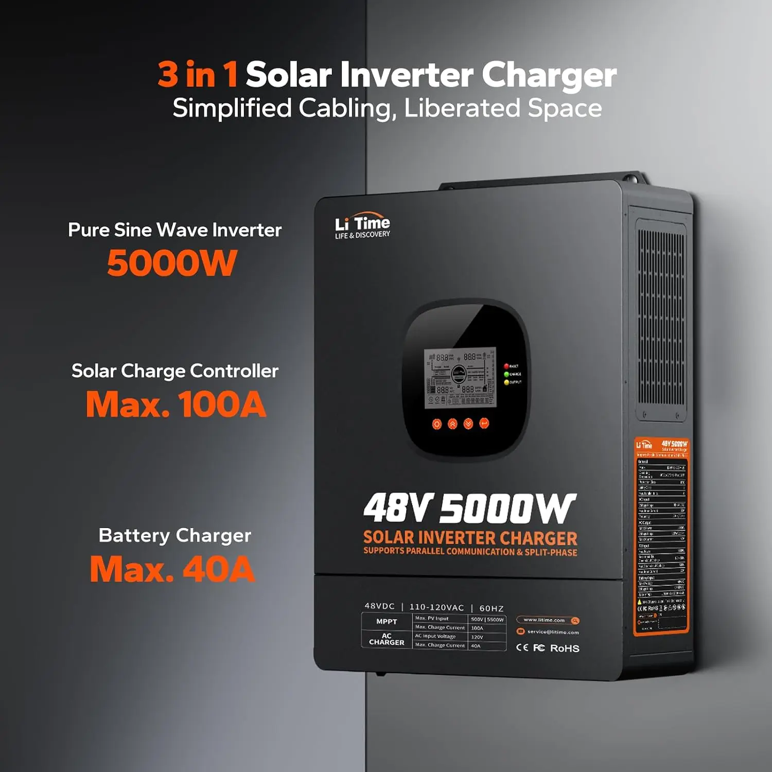 Гибридный солнечный инвертор-з – обзор и цена Parallel Solar Inverter 48V 5000W Mppt